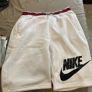 White Nike sweatshorts